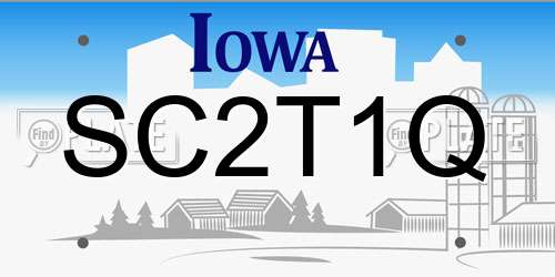 SC2T1Q Iowa License Plate