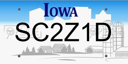SC2Z1D Iowa License Plate