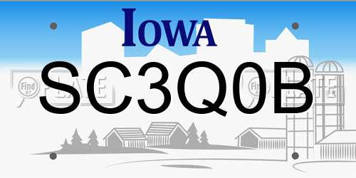 SC3Q0B Iowa License Plate