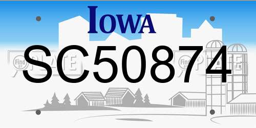 SC50874 Iowa License Plate