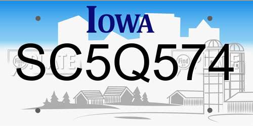SC5Q574 Iowa License Plate