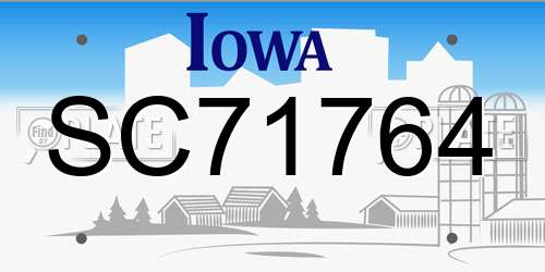 SC71764 Iowa License Plate