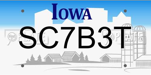 SC7B3T Iowa License Plate