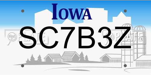 SC7B3Z Iowa License Plate