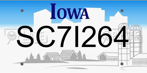 SC7I264 Iowa License Plate