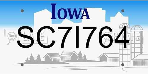 SC7I764 Iowa License Plate