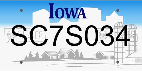 SC7S034 Iowa License Plate
