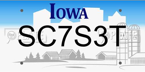 SC7S3T Iowa License Plate