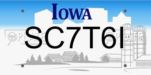 SC7T6I Iowa License Plate