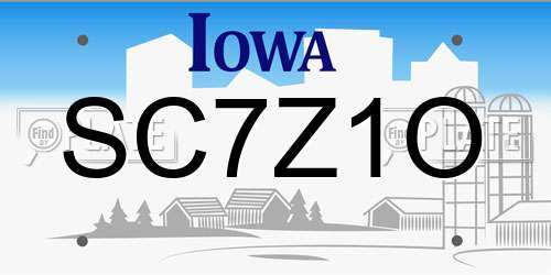 SC7Z1O Iowa License Plate