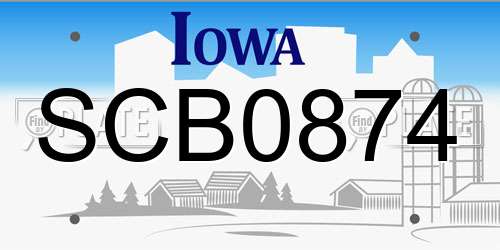 SCB0874 Iowa License Plate