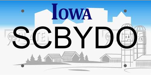 SCBYDO Iowa License Plate