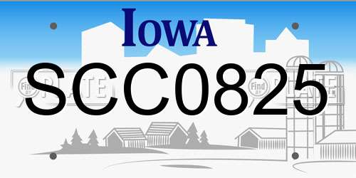 SCC0825 Iowa License Plate