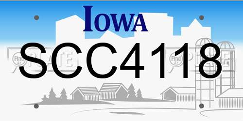 SCC4118 Iowa License Plate