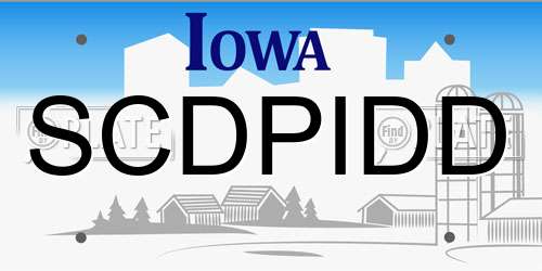 SCDPIDD Iowa License Plate