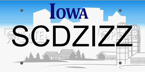 SCDZIZZ Iowa License Plate