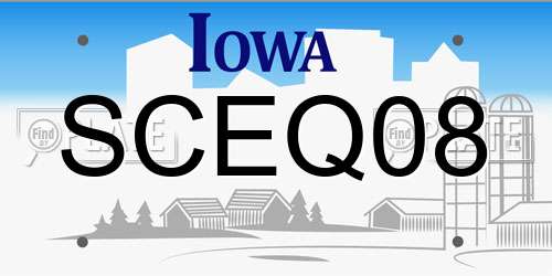 SCEQ08 Iowa License Plate