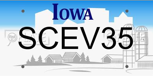 SCEV35 Iowa License Plate