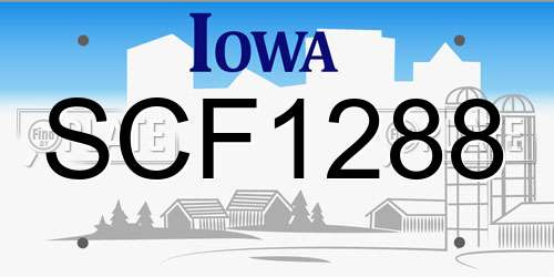 SCF1288 Iowa License Plate