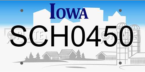 SCH0450 Iowa License Plate