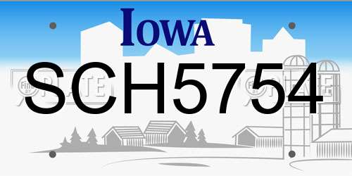 SCH5754 Iowa License Plate