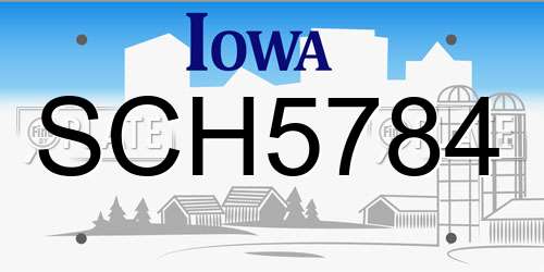 SCH5784 Iowa License Plate