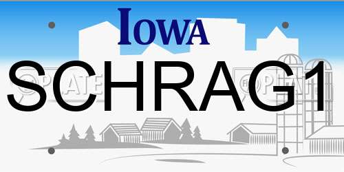SCHRAG1 Iowa License Plate