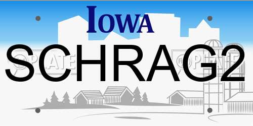 SCHRAG2 Iowa License Plate
