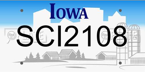 SCI2108 Iowa License Plate