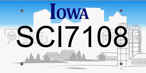 SCI7108 Iowa License Plate