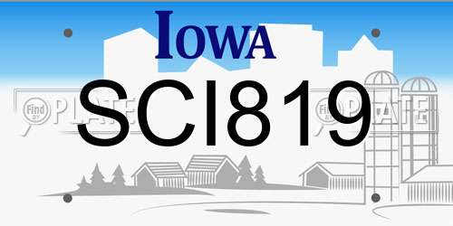 SCI819 Iowa License Plate