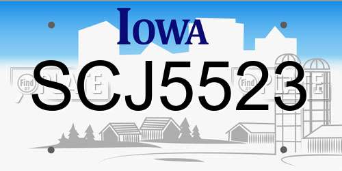 SCJ5523 Iowa License Plate