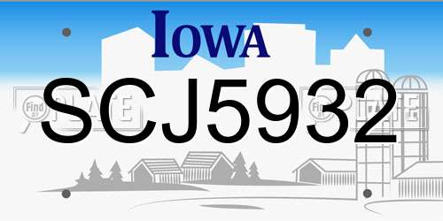 SCJ5932 Iowa License Plate