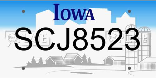 SCJ8523 Iowa License Plate