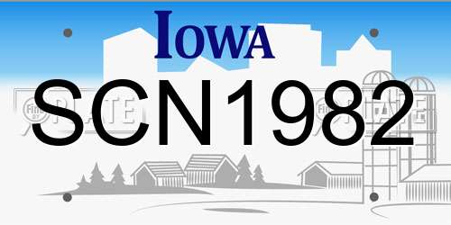 SCN1982 Iowa License Plate