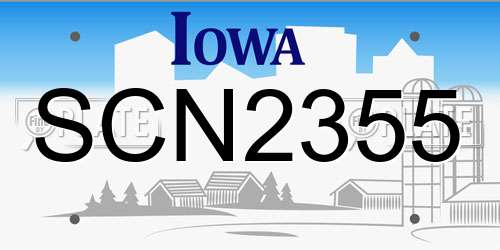 SCN2355 Iowa License Plate
