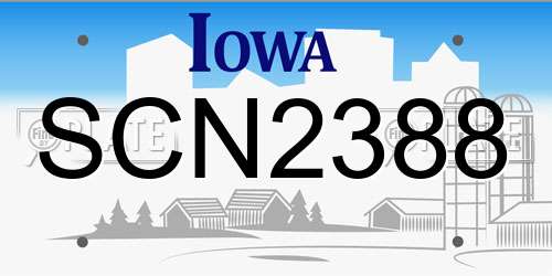 SCN2388 Iowa License Plate