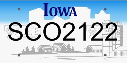 SCO2122 Iowa License Plate