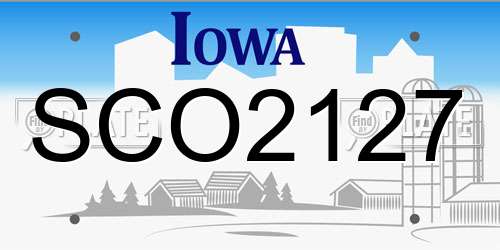 SCO2127 Iowa License Plate