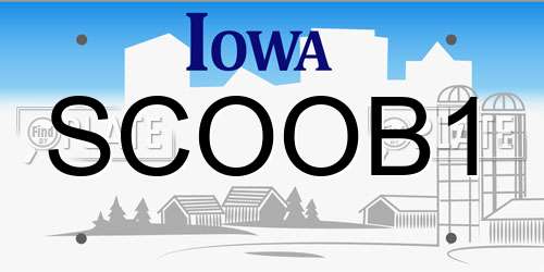 SCOOB1 Iowa License Plate