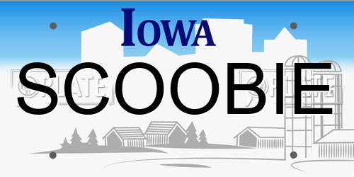 SCOOBIE Iowa License Plate