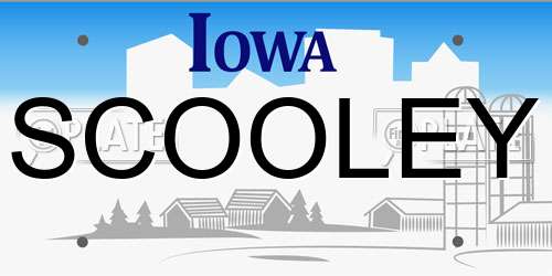 SCOOLEY Iowa License Plate