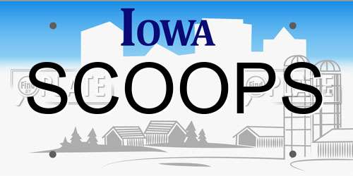 SCOOPS Iowa License Plate