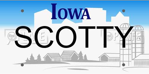 SCOTTY Iowa License Plate