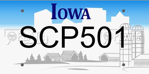 SCP501 Iowa License Plate