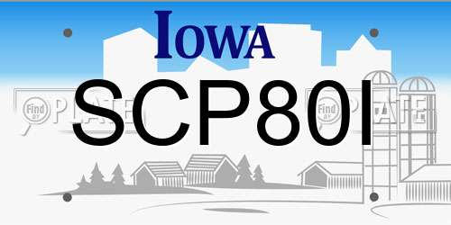 SCP80I Iowa License Plate
