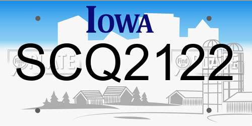 SCQ2122 Iowa License Plate