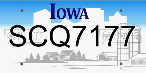 SCQ7177 Iowa License Plate
