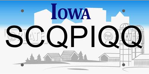 SCQPIQQ Iowa License Plate