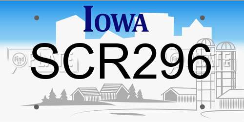SCR296 Iowa License Plate